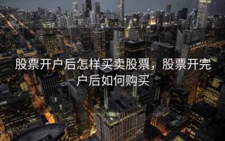 股票开户后怎样买卖股票，股票开完户后如何购买