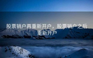 股票销户再重新开户，股票销户之后重新开户