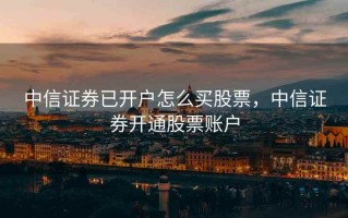中信证券已开户怎么买股票，中信证券开通股票账户