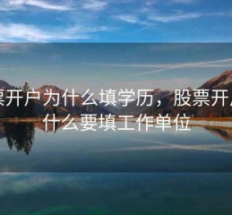 股票开户为什么填学历，股票开户为什么要填工作单位