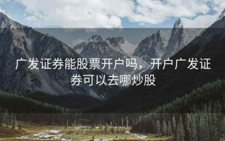 广发证券能股票开户吗，开户广发证券可以去哪炒股