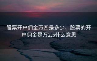 股票开户佣金万四是多少，股票的开户佣金是万2.5什么意思