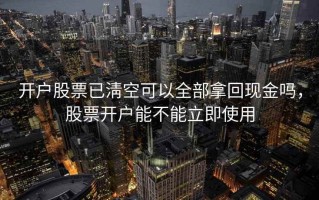 开户股票已淸空可以全部拿回现金吗，股票开户能不能立即使用
