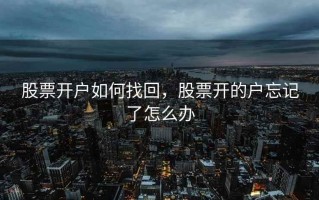 股票开户如何找回，股票开的户忘记了怎么办