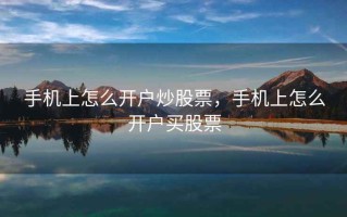手机上怎么开户炒股票，手机上怎么开户买股票