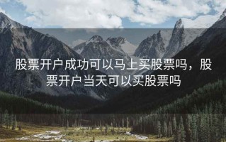 股票开户成功可以马上买股票吗，股票开户当天可以买股票吗