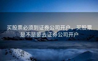 买股票必须到证券公司开户，买股票是不是要去证券公司开户