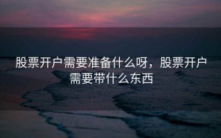 股票开户需要准备什么呀，股票开户需要带什么东西