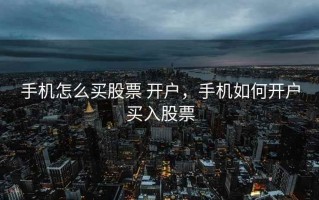 手机怎么买股票 开户，手机如何开户买入股票