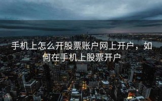 手机上怎么开股票账户网上开户，如何在手机上股票开户