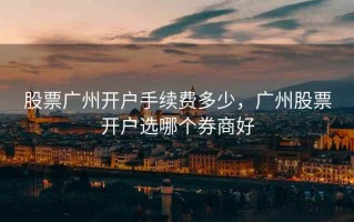 股票广州开户手续费多少，广州股票开户选哪个券商好
