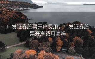 广发证券股票开户费用，广发证券股票开户费用高吗