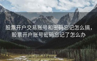 股票开户交易账号和密码忘记怎么搞，股票开户账号密码忘记了怎么办