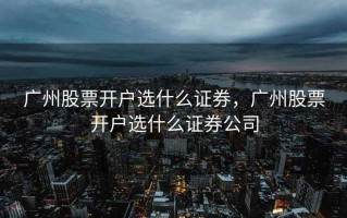 广州股票开户选什么证券，广州股票开户选什么证券公司