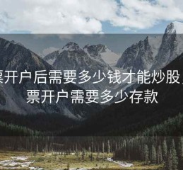 股票开户后需要多少钱才能炒股，股票开户需要多少存款