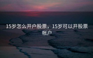 15岁怎么开户股票，15岁可以开股票帐户