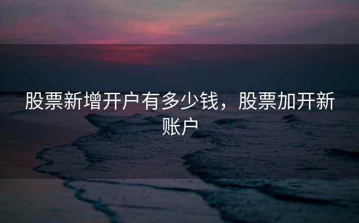 股票新增开户有多少钱，股票加开新账户