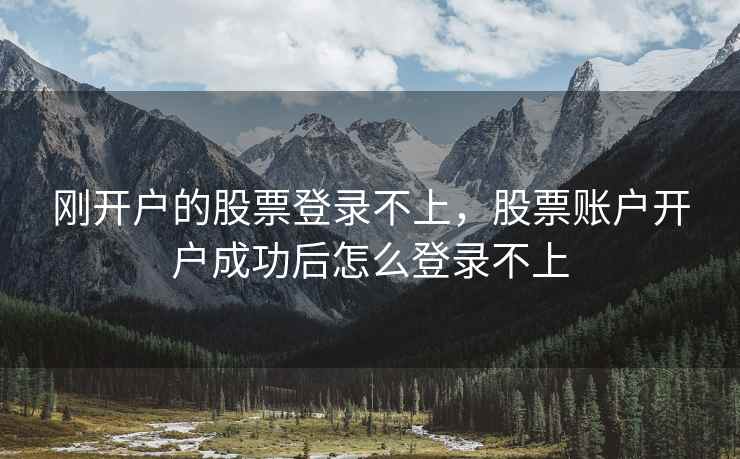 刚开户的股票登录不上，股票账户开户成功后怎么登录不上