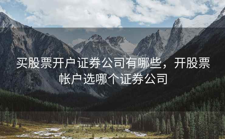 买股票开户证券公司有哪些，开股票帐户选哪个证券公司