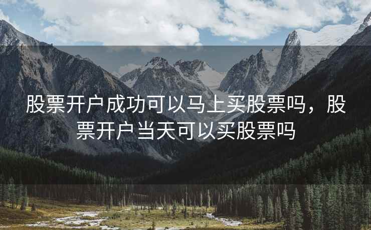 股票开户成功可以马上买股票吗，股票开户当天可以买股票吗