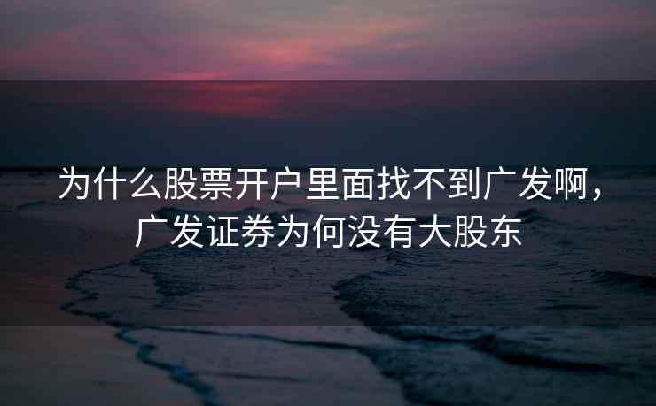 为什么股票开户里面找不到广发啊，广发证券为何没有大股东