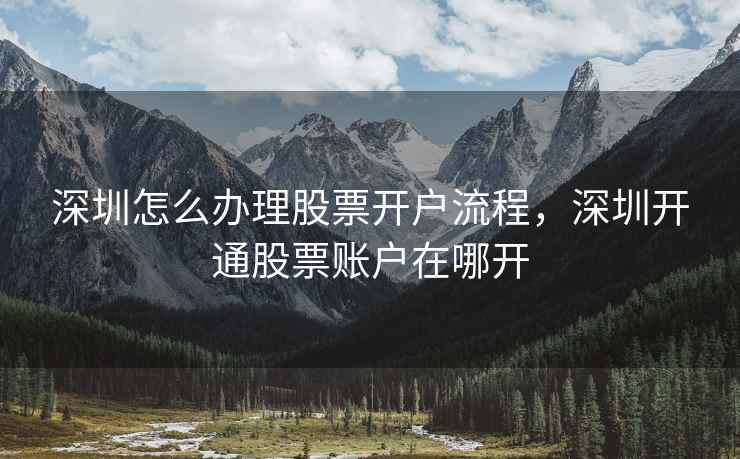 深圳怎么办理股票开户流程，深圳开通股票账户在哪开