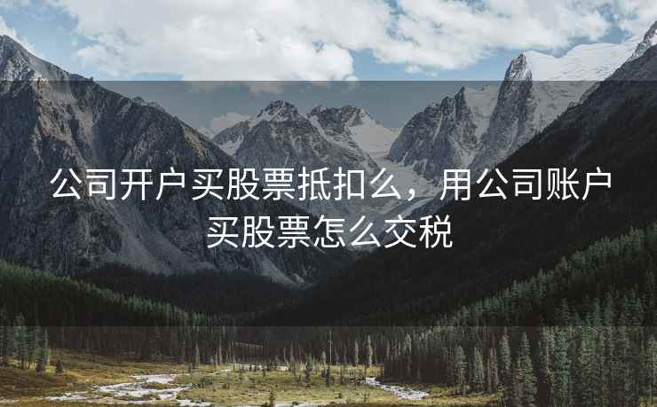 公司开户买股票抵扣么，用公司账户买股票怎么交税